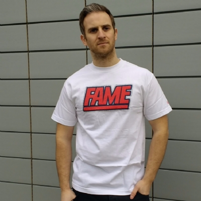 Hall of Fame White Chenille Fame Block Tee Shirt