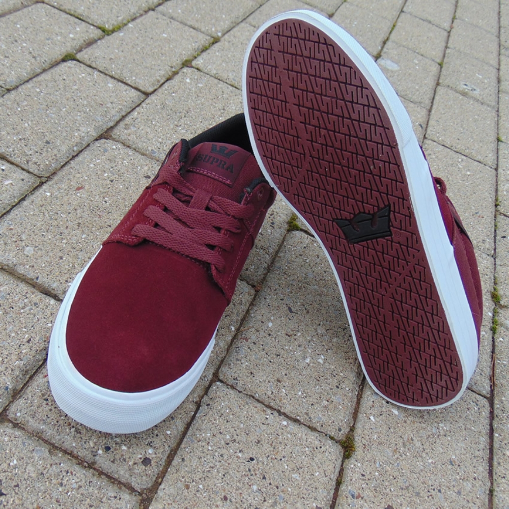 OrangeZone Supra Stacks Vulc II Burgundy Black White mens trainers